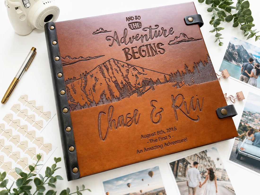 mountain adventure album gift set with marker and photo corners
